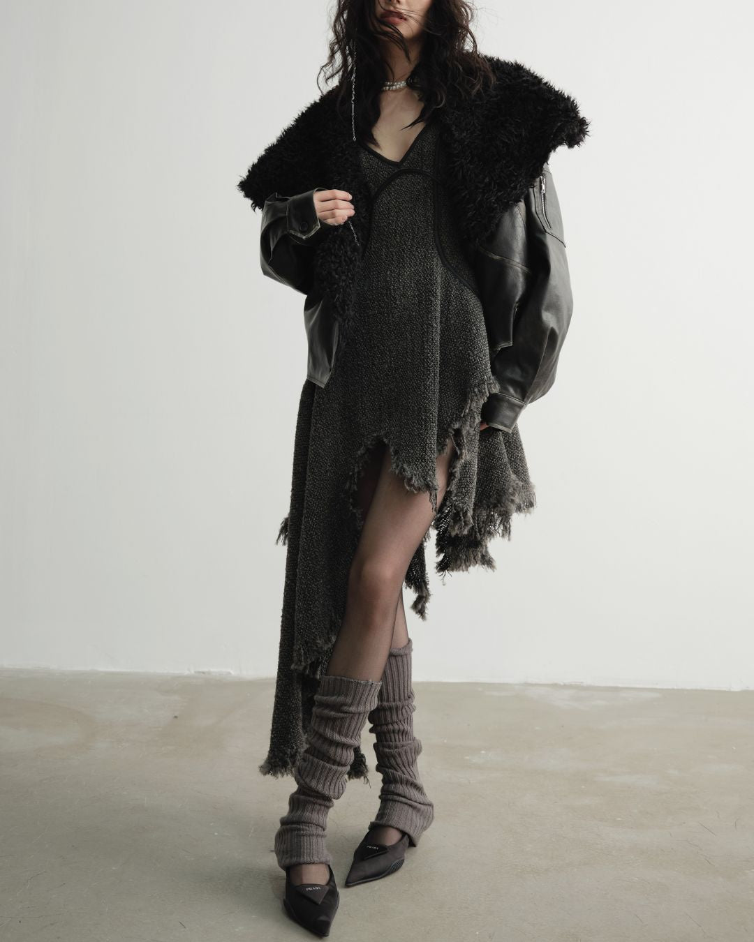 Damaged Irregular Cut-off Camisole Dress DR006