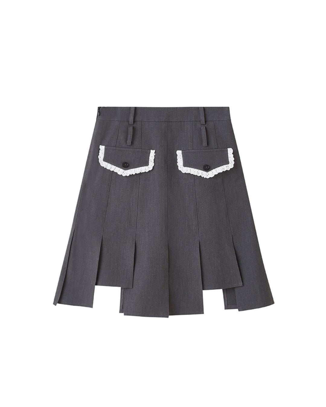 Pleated Irregular Hem Skirt BT002