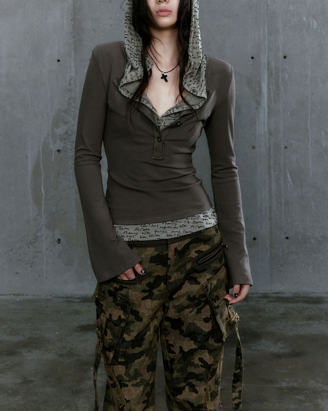 Flare-Sleeve Hoodie TP030