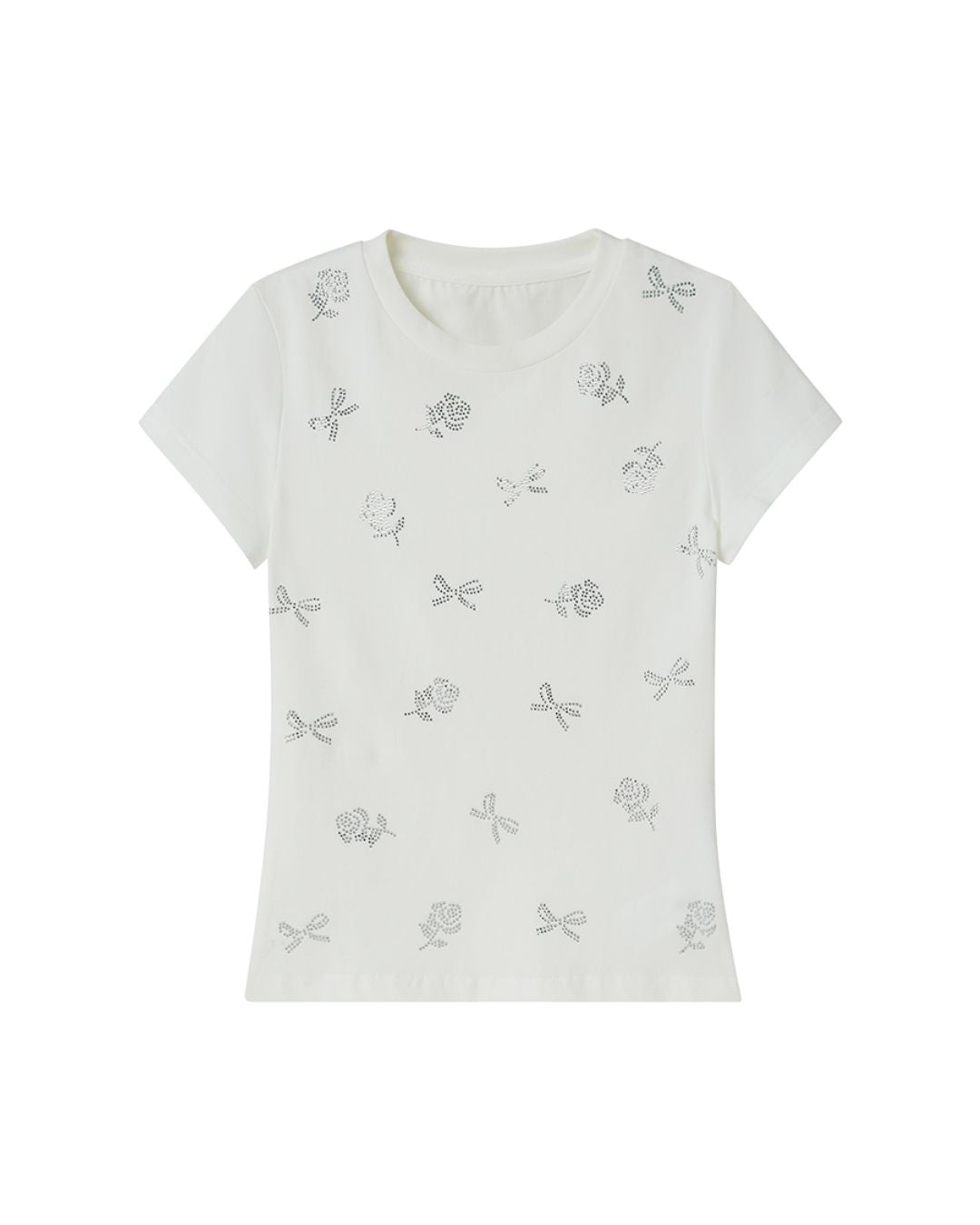 Ribbon and Flower Fitted T-shirt TP036