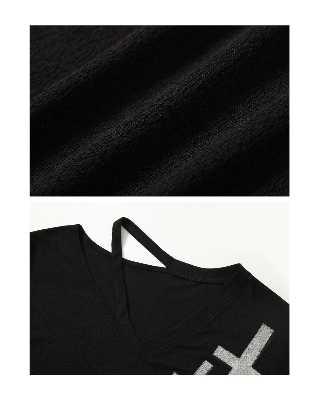 Cut-out Cross Stud Design T-shirt TP040