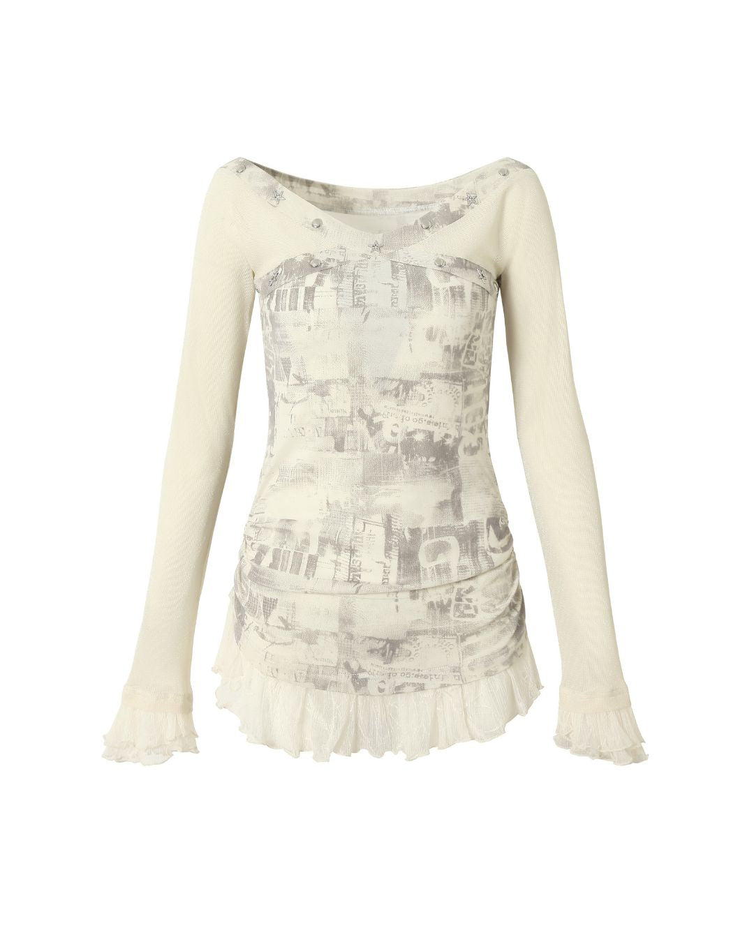 Cross Stitch Sheer Switching Top TP044