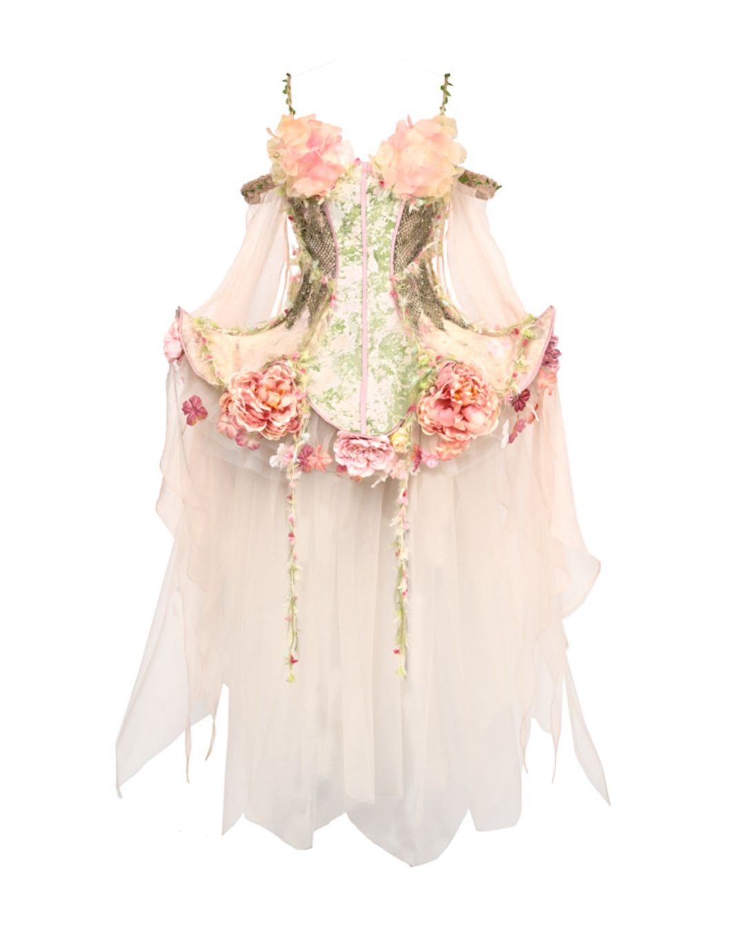 Petal Design Corset And Organza Mini Dress DR031