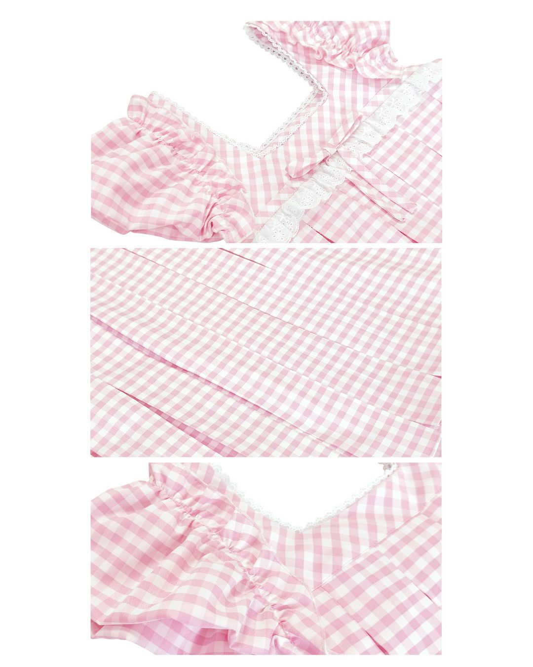 Puff sleeve Gingham Check Mini Dress DR026
