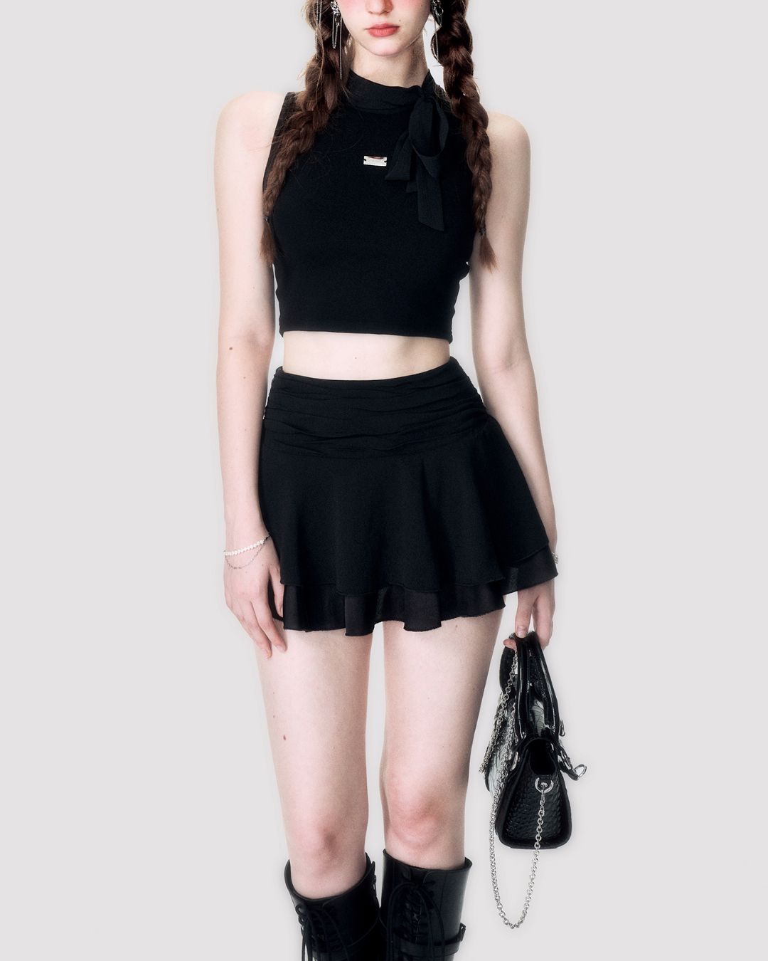 Sleeveless Ribbon Plain Tops　TP021