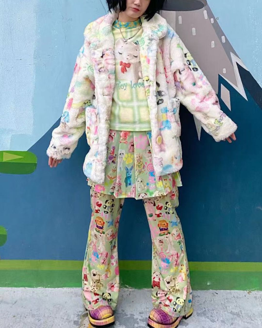 Printed Furry Jacket　OT005