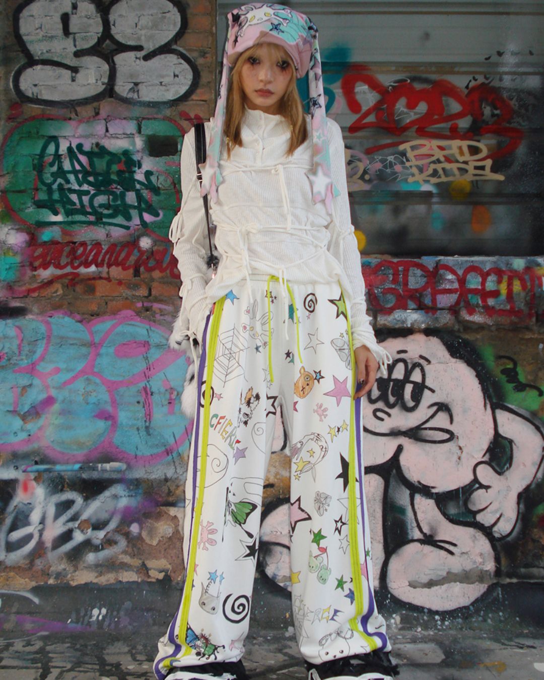 Rabbit Skull Print Knit Hat　AC006