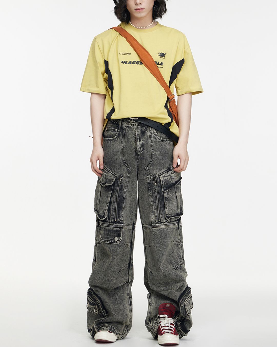 Multi-pocket Wide Denim Pants　BT009