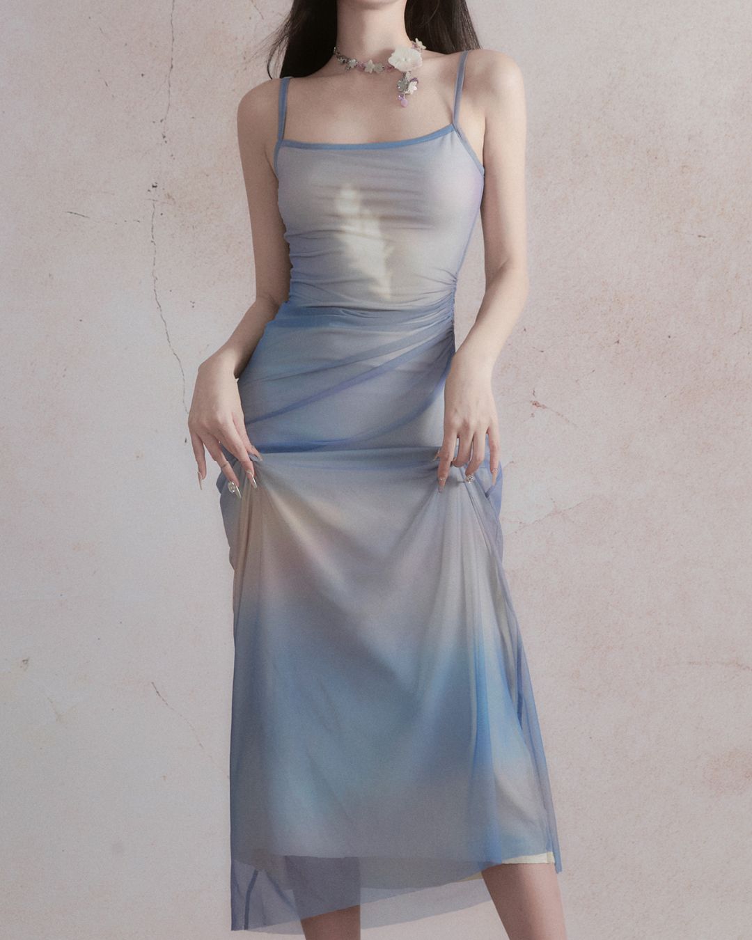 Gradient Color Sheer Cami Dress　DR021