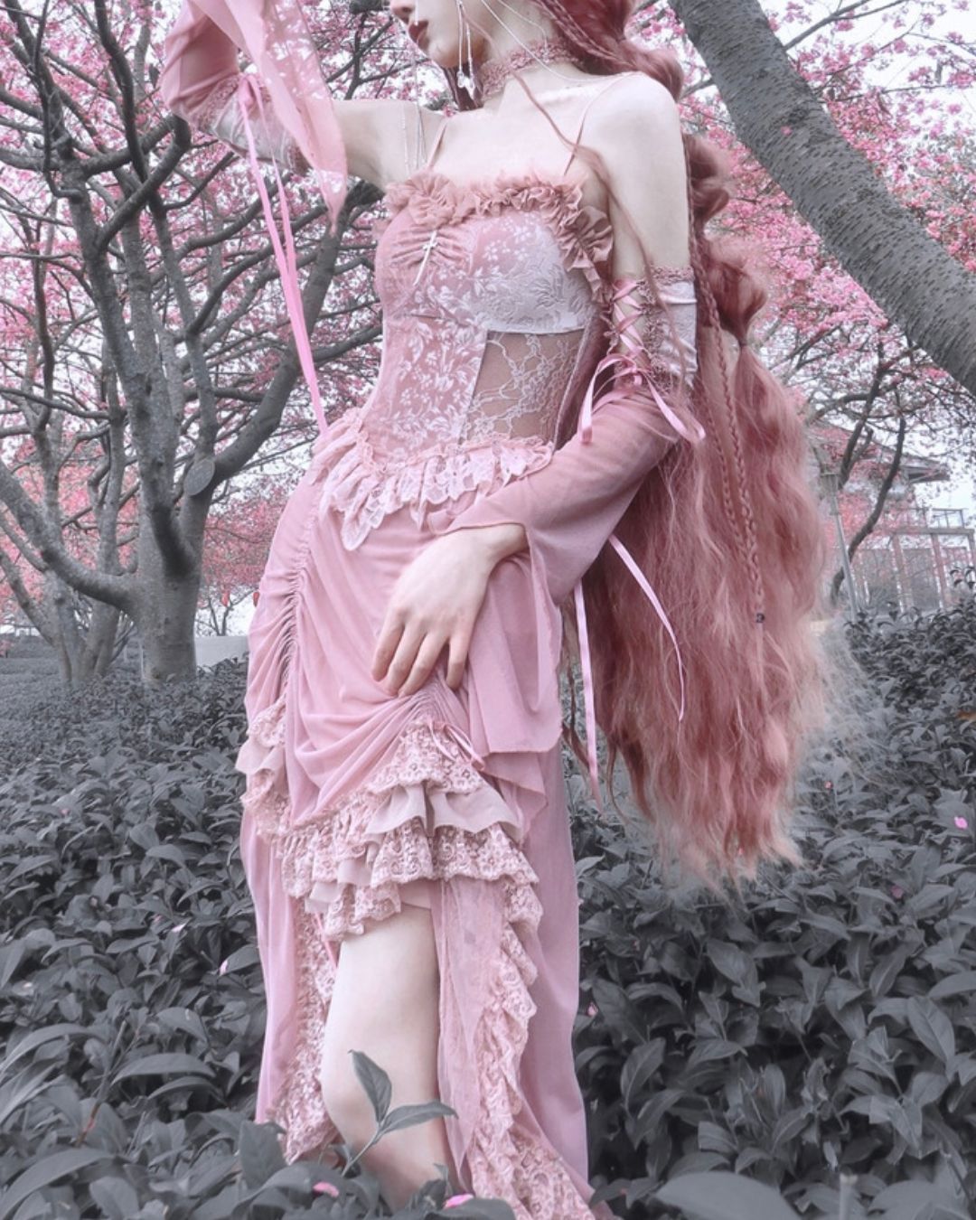 Gothic Princess Floral Lace Dress　DR011