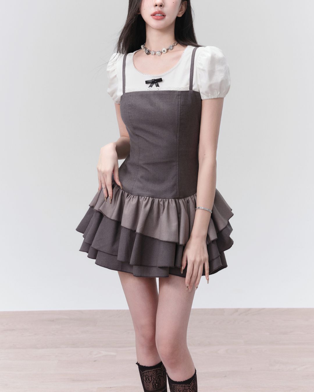 Tiered Frill Mini Dress　DR020