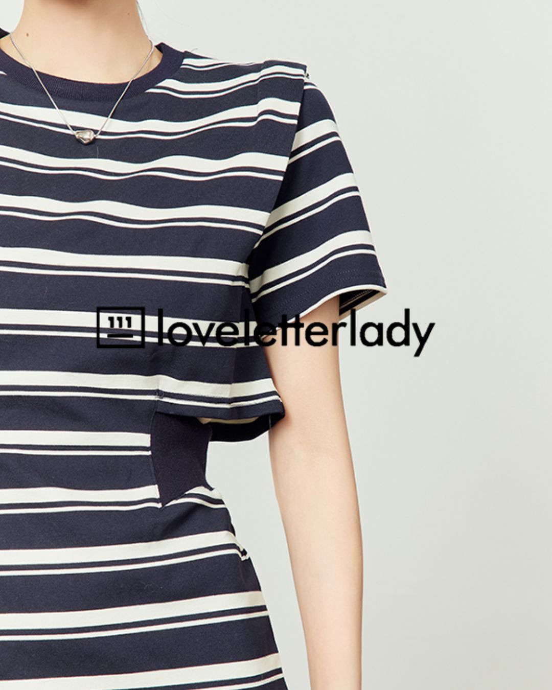 Side Open Waist Border T-shirt Dress　DR050