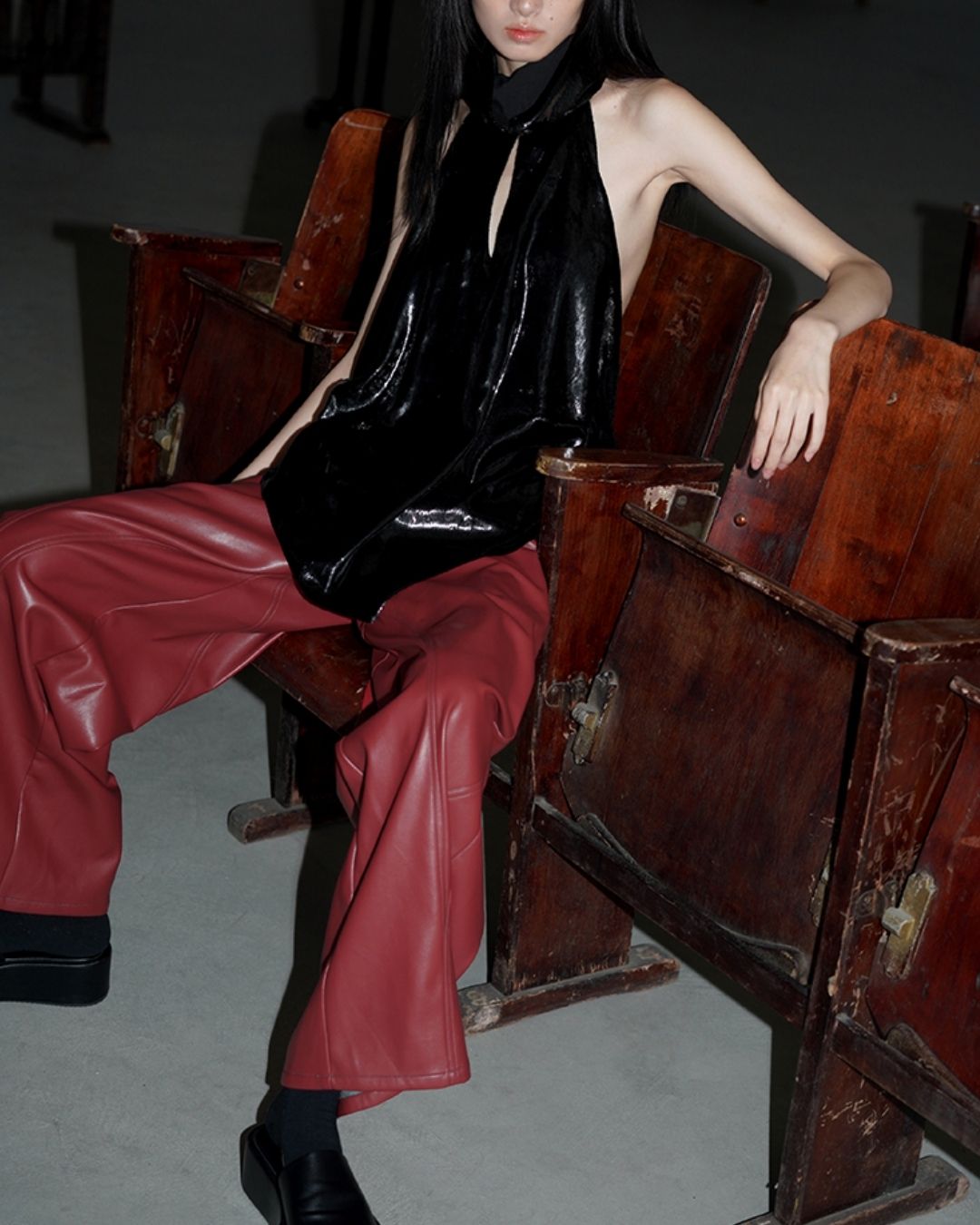 Wide Straight Leather Pants　BT020