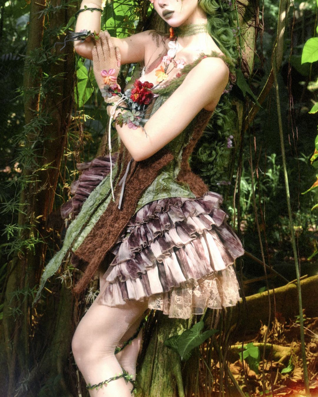 Forest Spirit One Shoulder Mini Dress　DR032