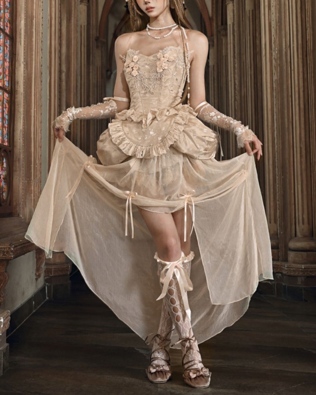 Gothic Lolita Flower Lace Embroidery Bustier＆One-Piece　DR010