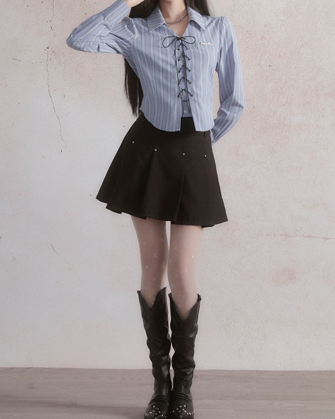 Lace-up Long Sleeve Shirt　TP028