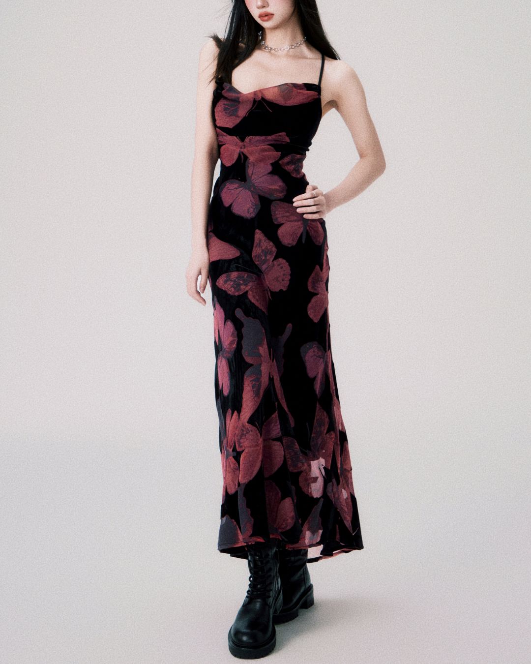 Velvet Butterfly Backless Dress　DR007