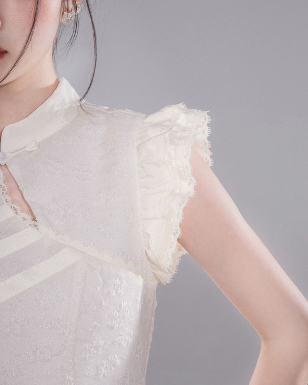 French Sleeve Floral Chinese Dress　DR040