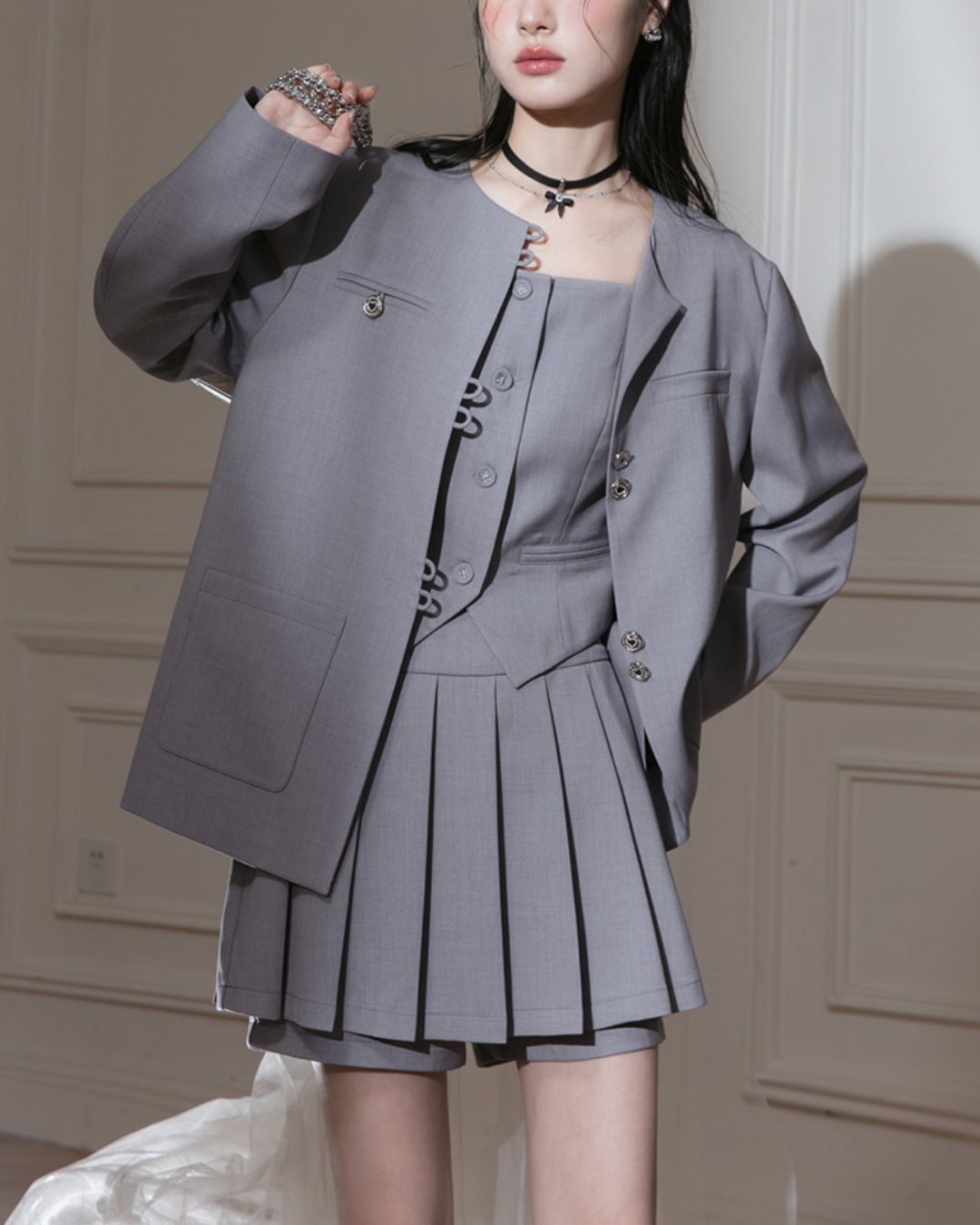 Chinese Style Jacket & Grey Two-piece　TP023