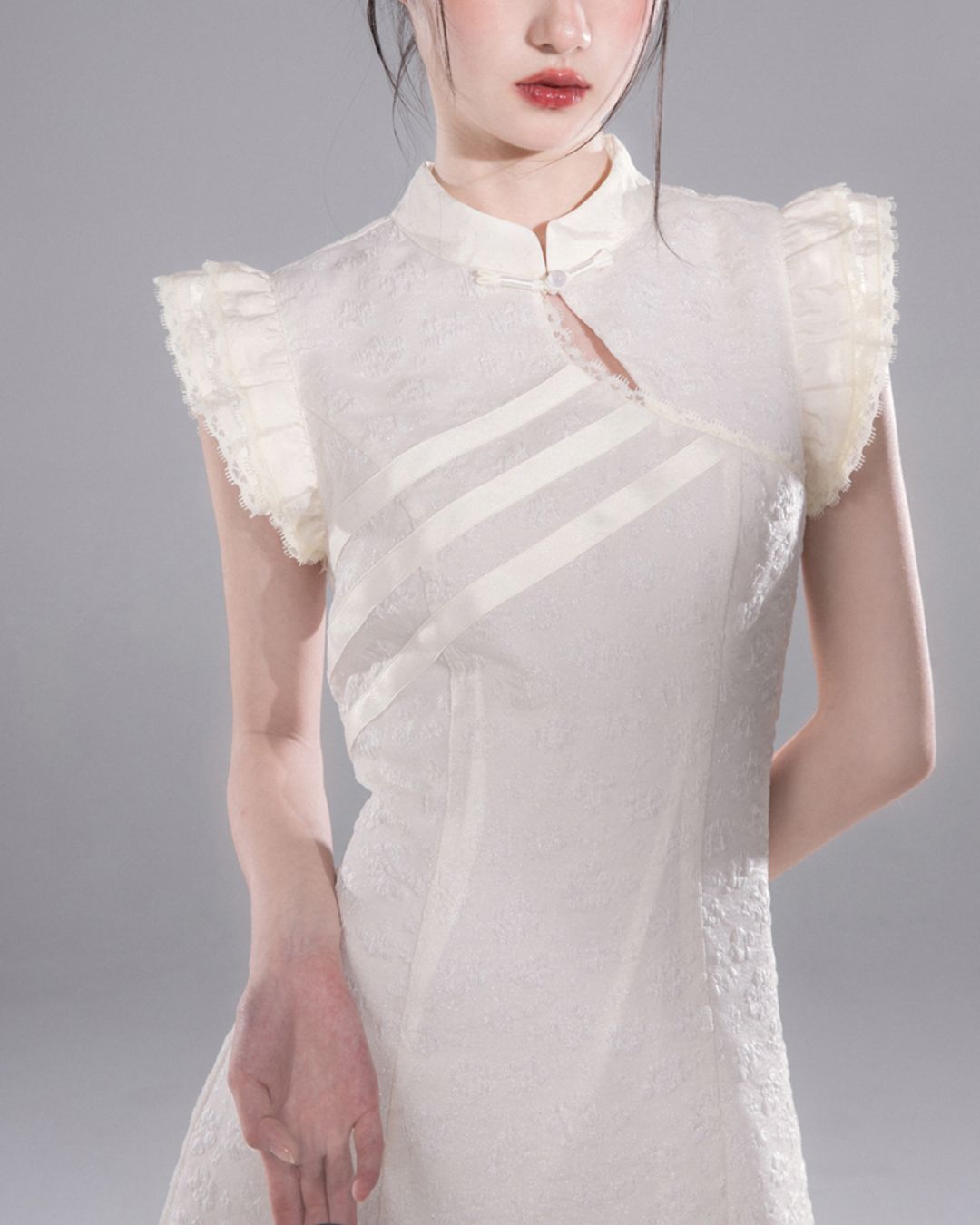 French Sleeve Floral Chinese Dress　DR040