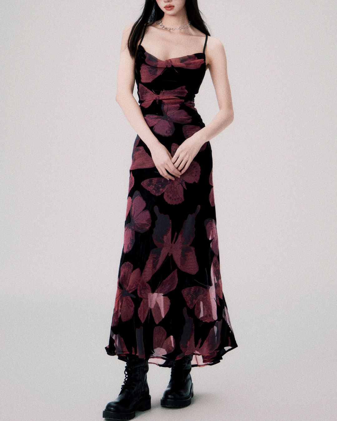 Velvet Butterfly Backless Dress　DR007