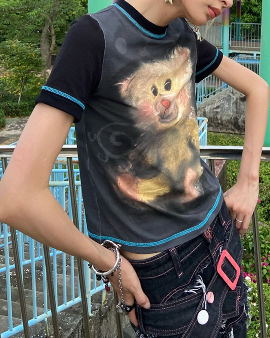 Bear Print Short Sleeve T-shirt　TP033