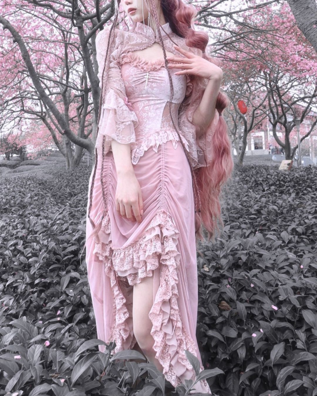 Gothic Princess Floral Lace Dress　DR011