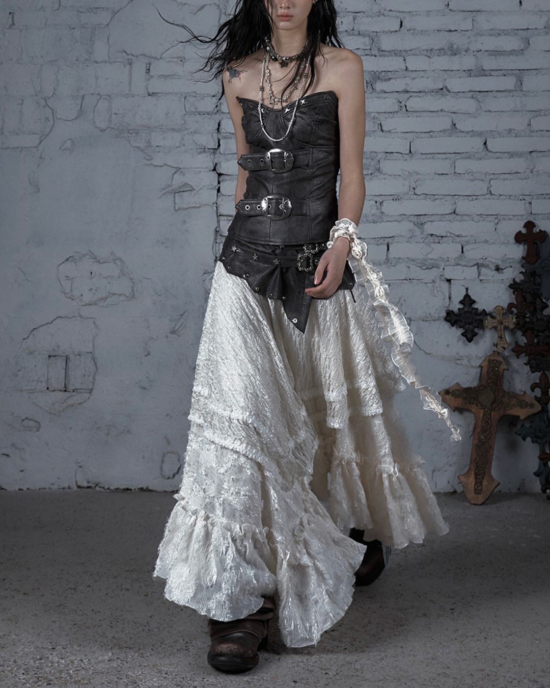 Metal Belt Leather Tube Top　TP045