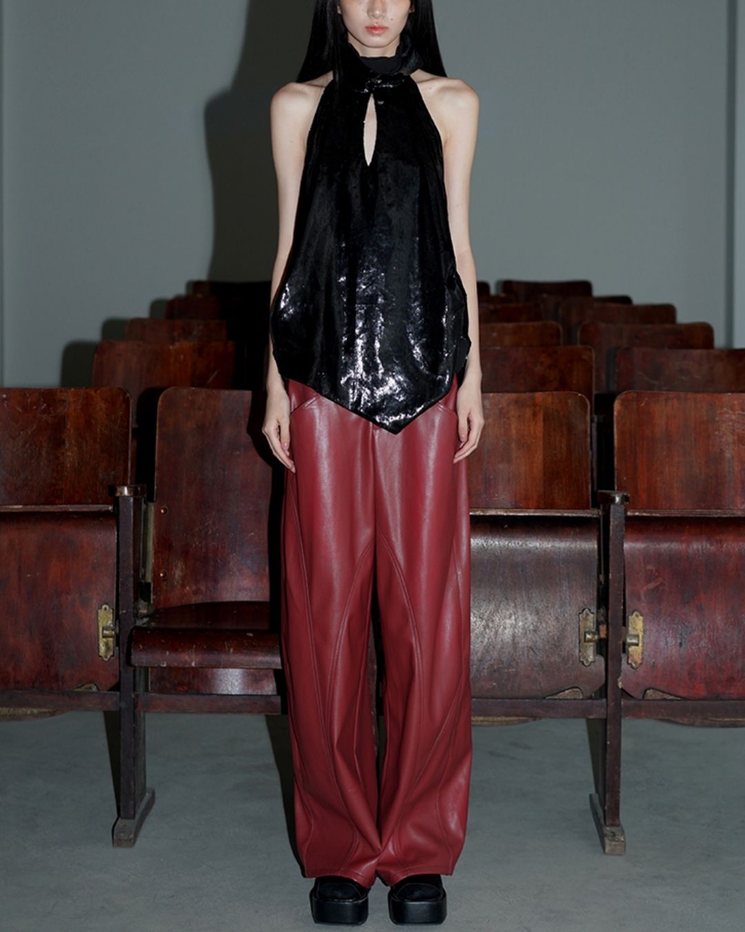 Wide Straight Leather Pants　BT020