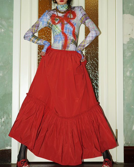 Printed Tiered Long Dress　DR019