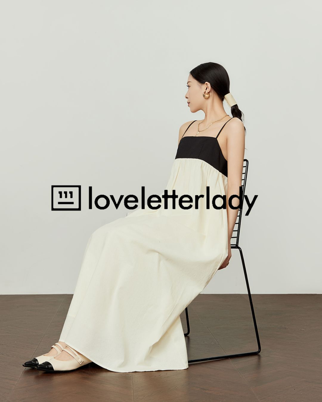 Contrast Color Backless Maxi Dress　DR052