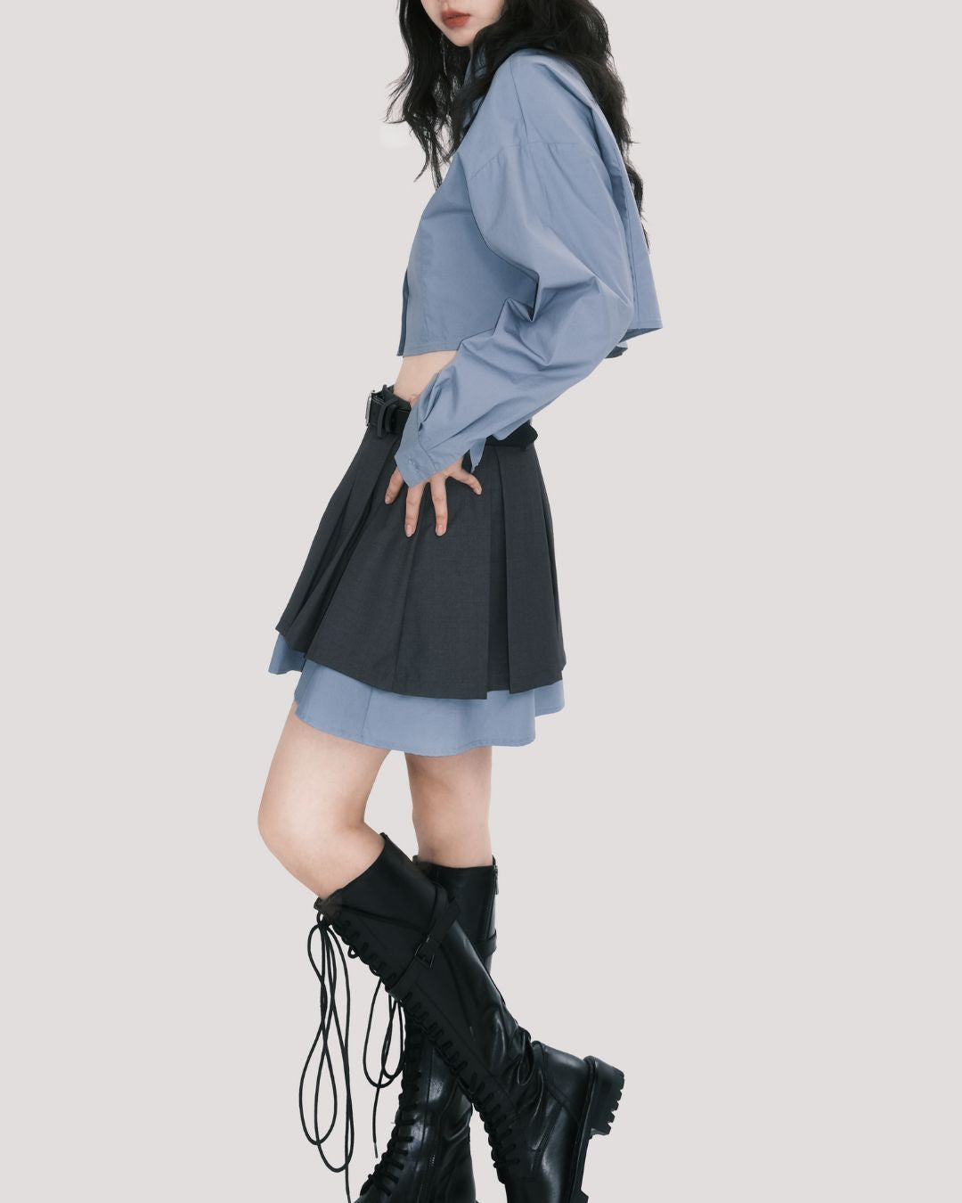 Preppy Cotton Cropped Shirt　TP020