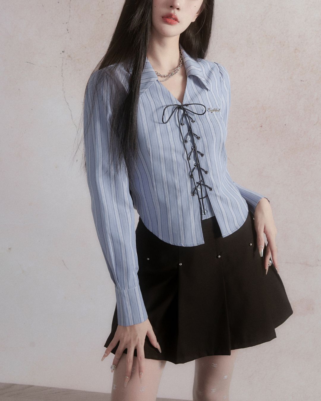 Lace-up Long Sleeve Shirt　TP028