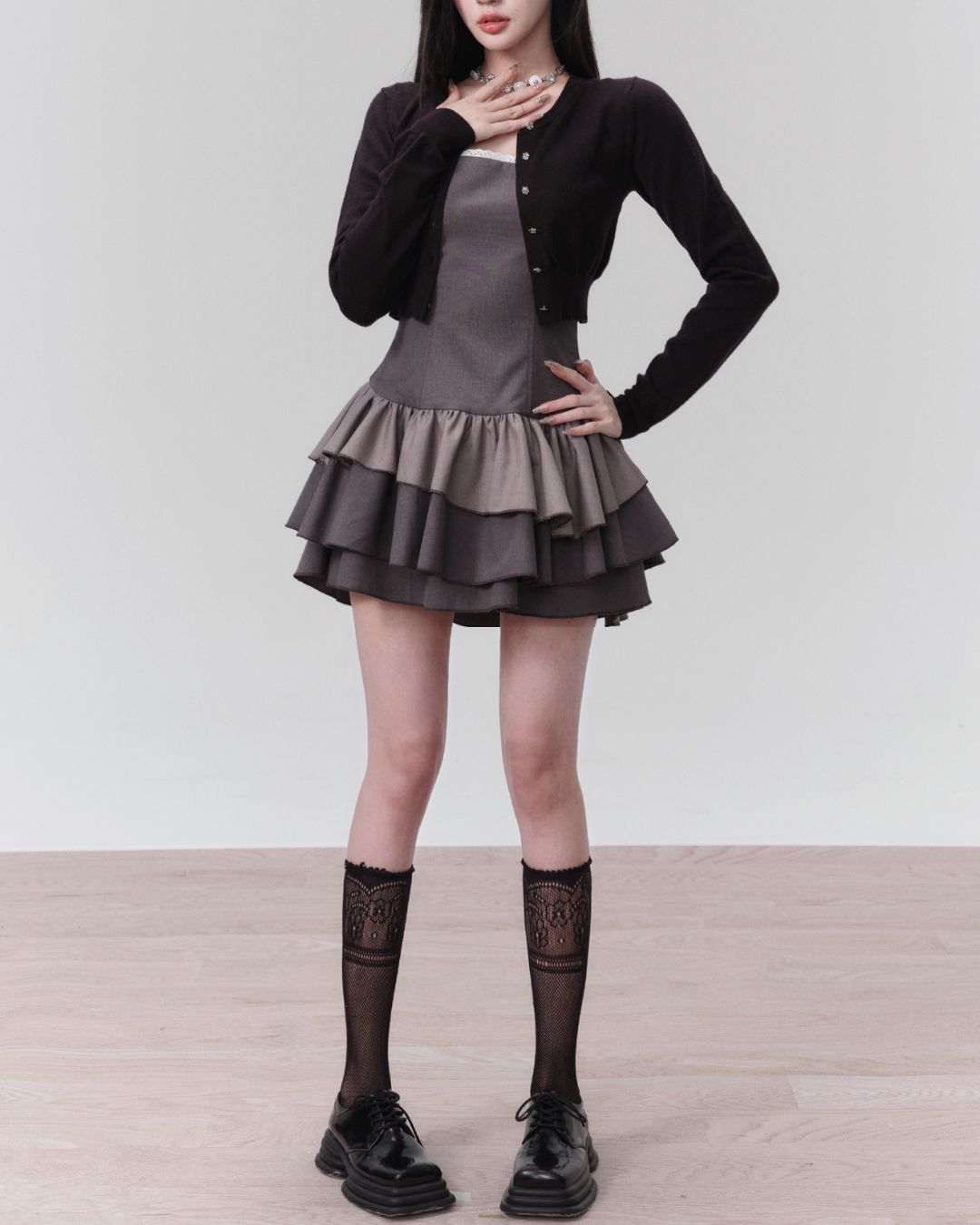 Tiered Frill Mini Dress　DR020