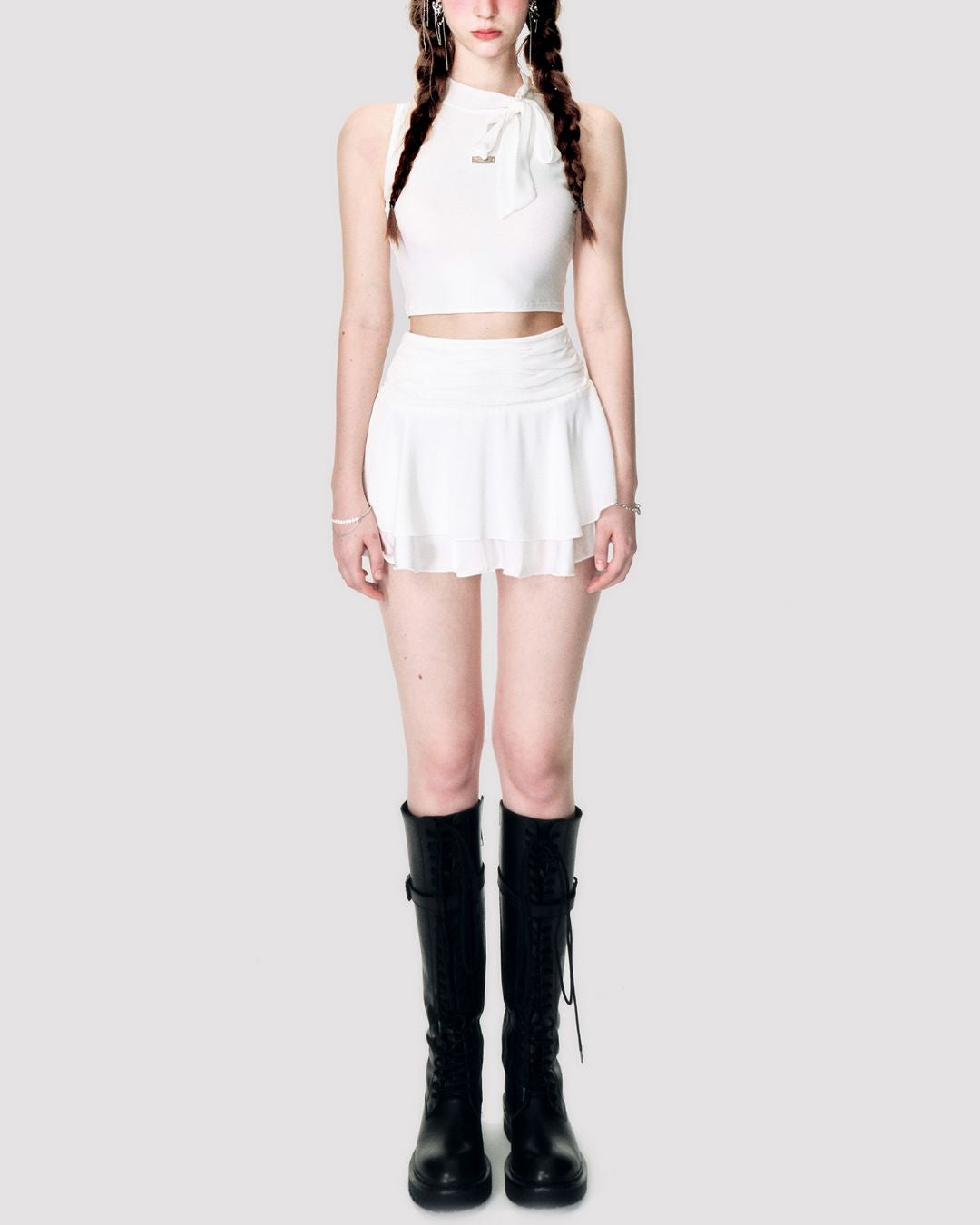 Sleeveless Ribbon Plain Tops　TP021