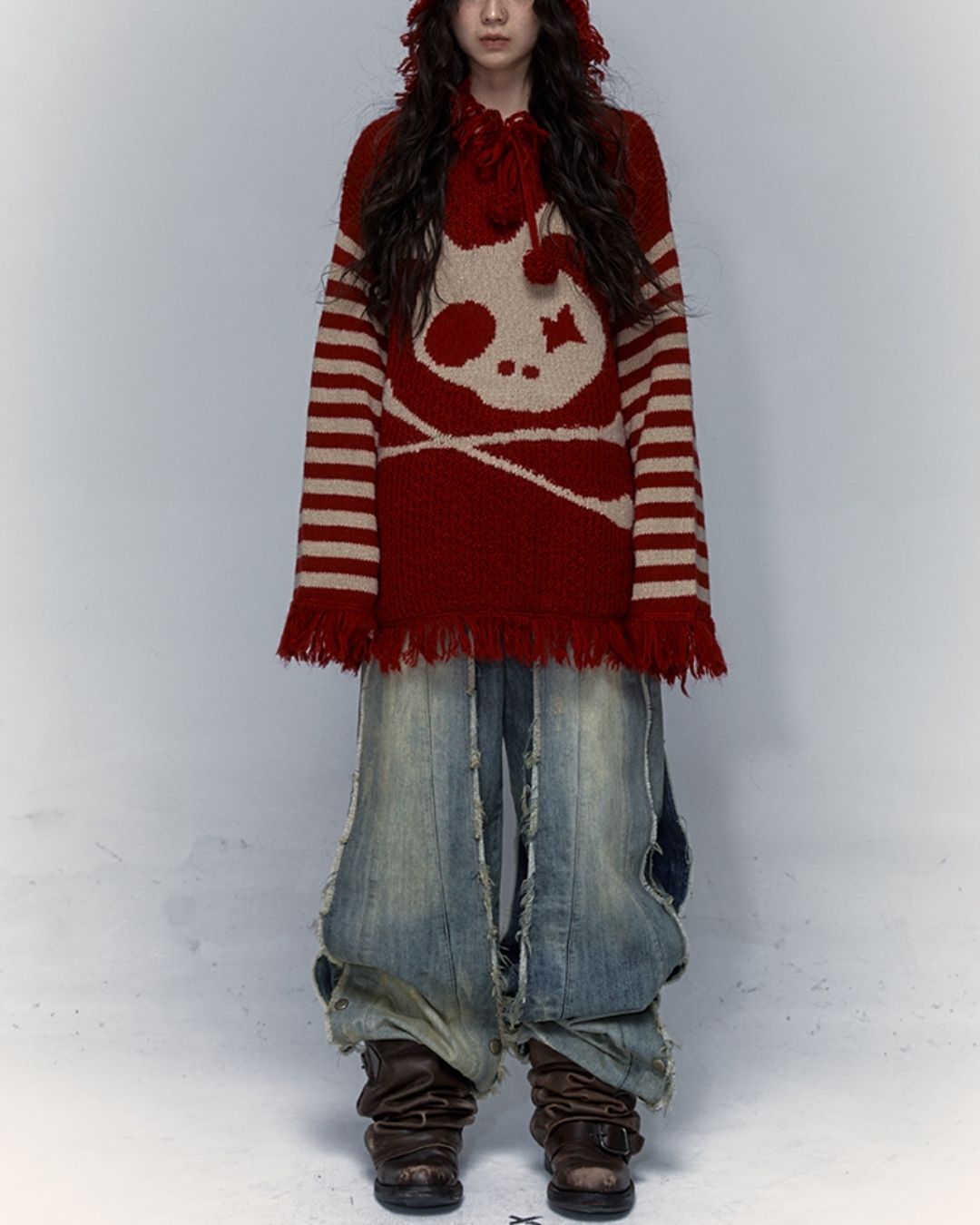 Skull Rabbit Hooded Knit　TP010