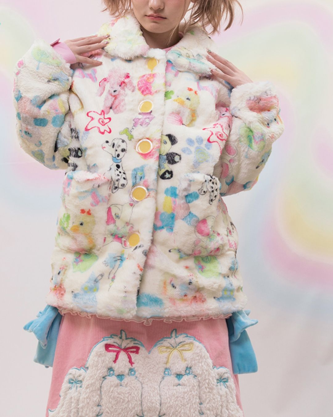 Printed Furry Jacket　OT005