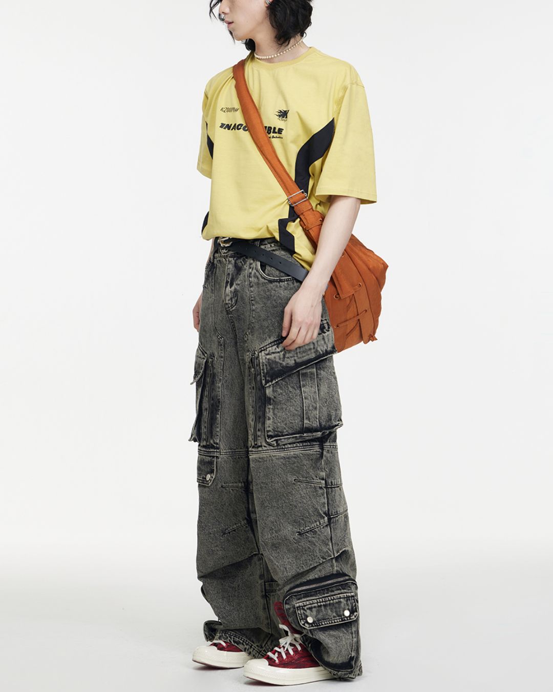 Multi-pocket Wide Denim Pants　BT009