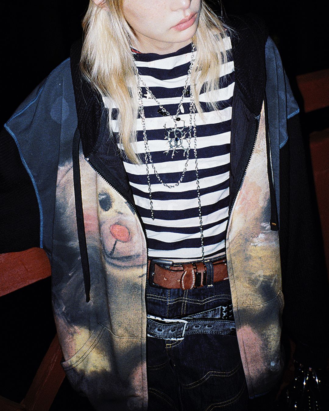 Bear Print Full Zip Hoodie　TP032