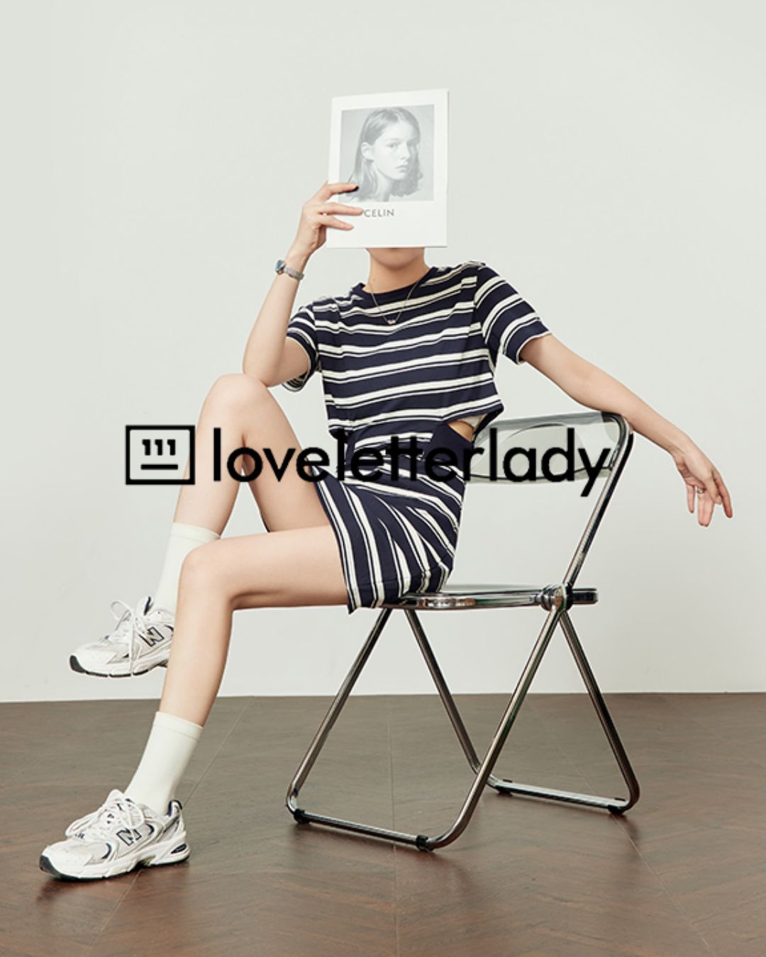 Side Open Waist Border T-shirt Dress　DR050