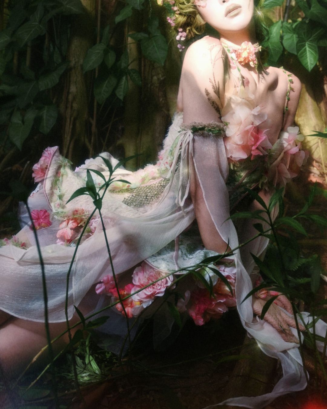 Petal Design Corset And Organza Mini Dress　DR031