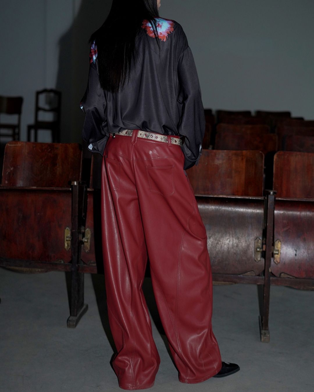 Wide Straight Leather Pants　BT020