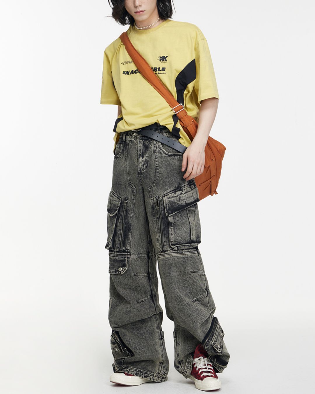 Multi-pocket Wide Denim Pants　BT009