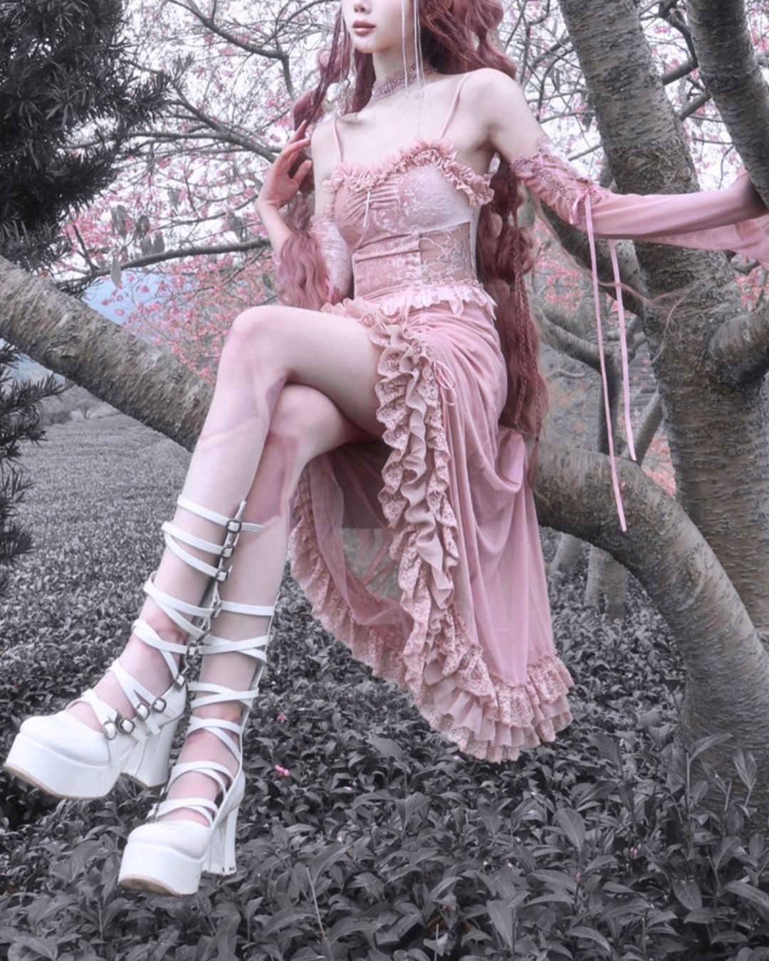 Gothic Princess Floral Lace Dress　DR011