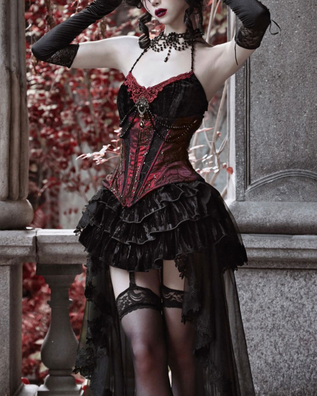 Gothic Velvet Corset ＆ Decoration Camisole & Lace Velvet Skirt　DR009