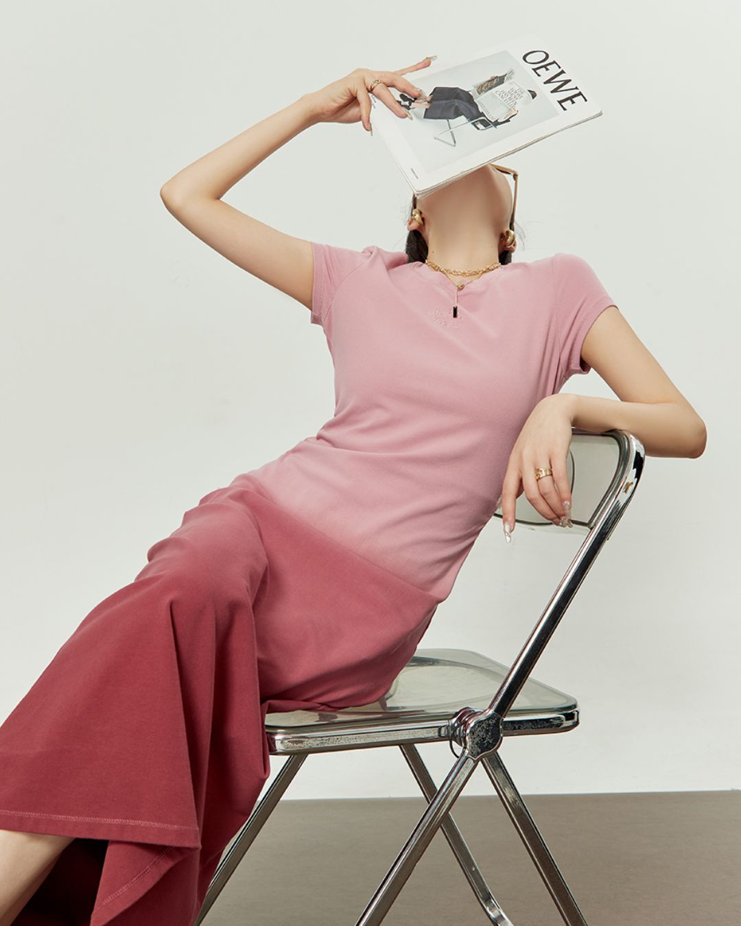 Washed Color Tight Waist Long Dress　DR048