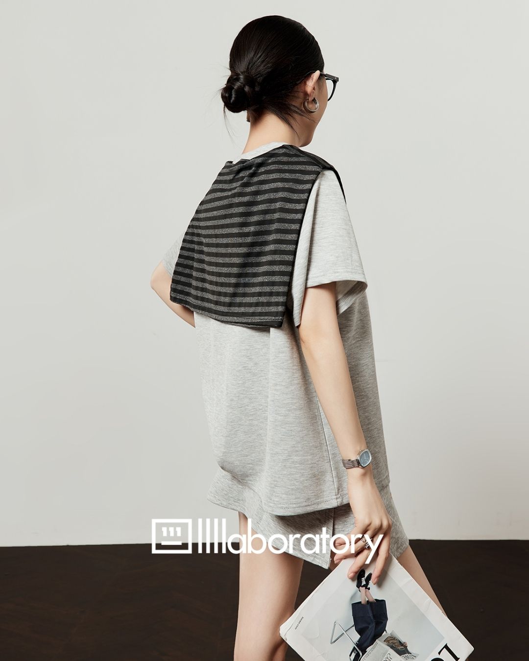 Loose T-shirt & Shorts & Border Shawl Set　TP073