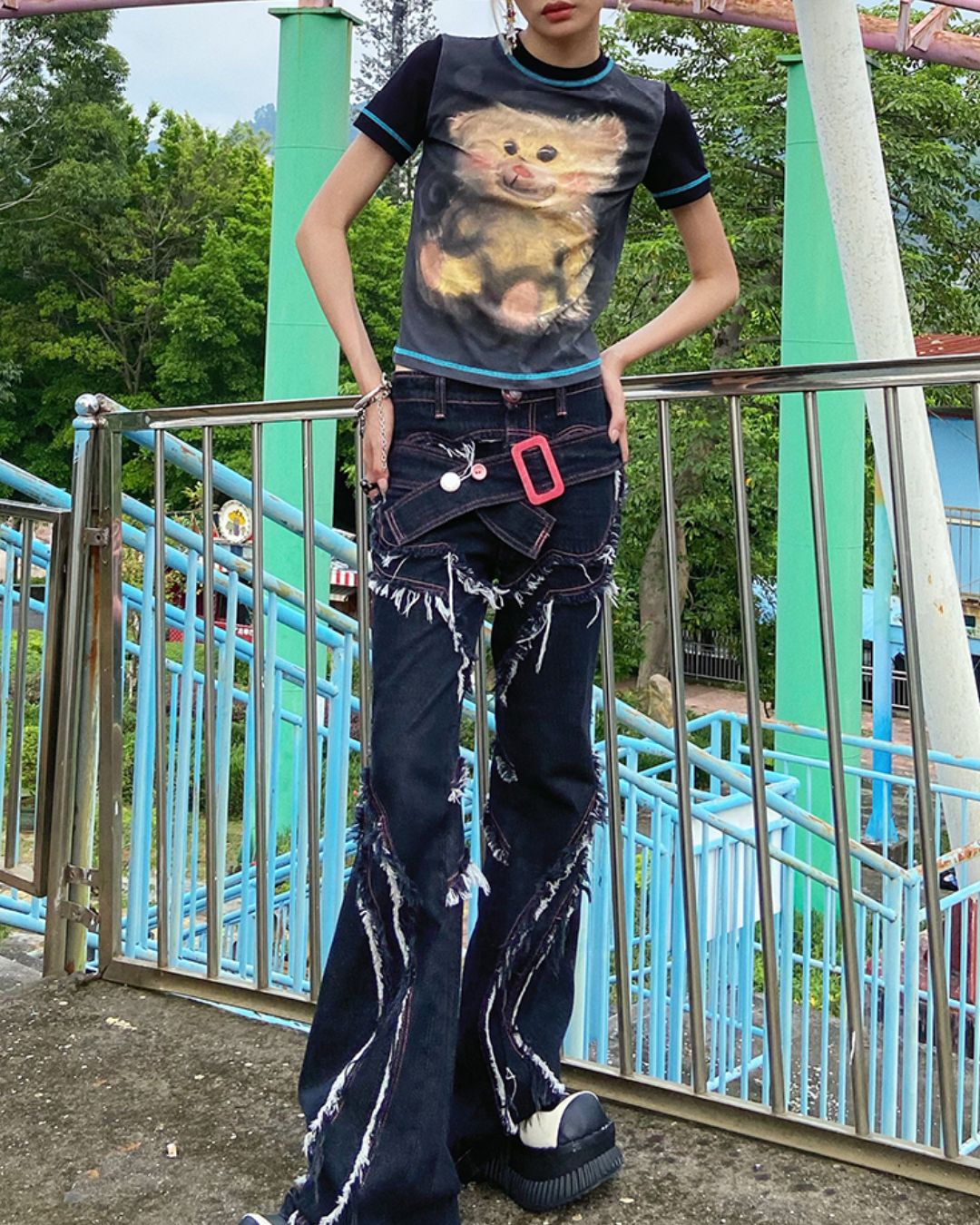 Bear Print Short Sleeve T-shirt　TP033