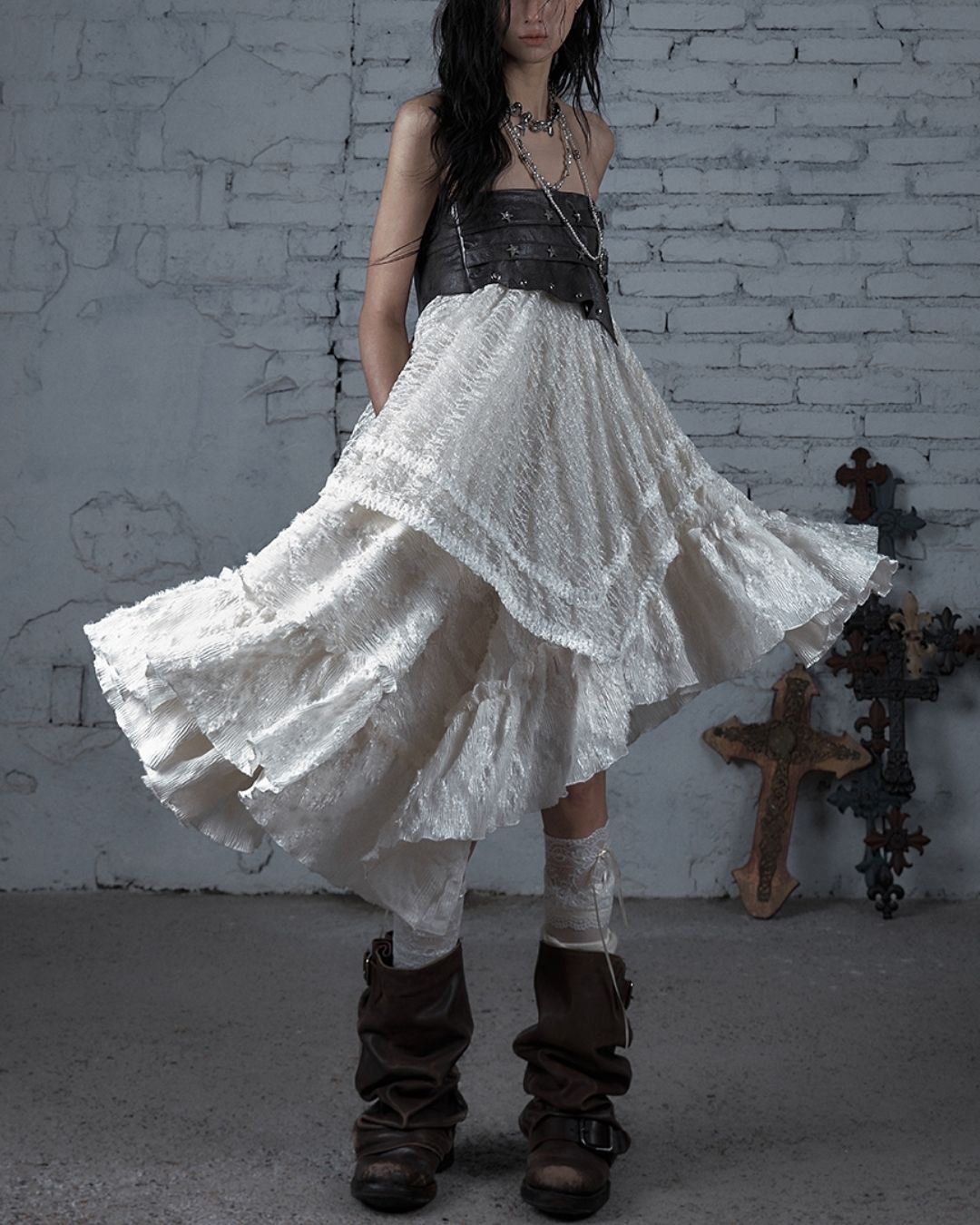 2-way Bare Top Asymmetrical Skirt　BT029