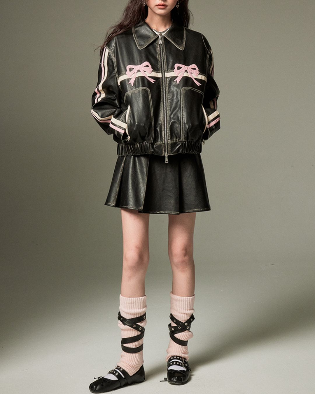 Bowknot Retro Color-Painted Leather Jacket OT001 – EKATE sanctum